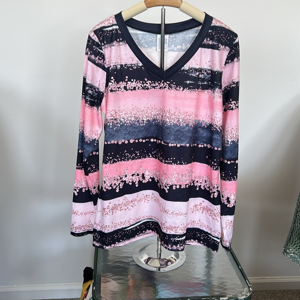 Stylish Pink and Black Women's Top